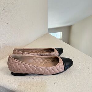 Steve Madden Women’s Leather Beige Black Caption Ballet Flat Classic Comfort  9M